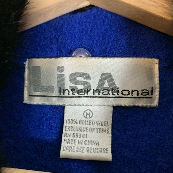 Vintage Lisa International Y2k Faux Fur Wool Vest Size Medium Blue - Picture 10 of 10